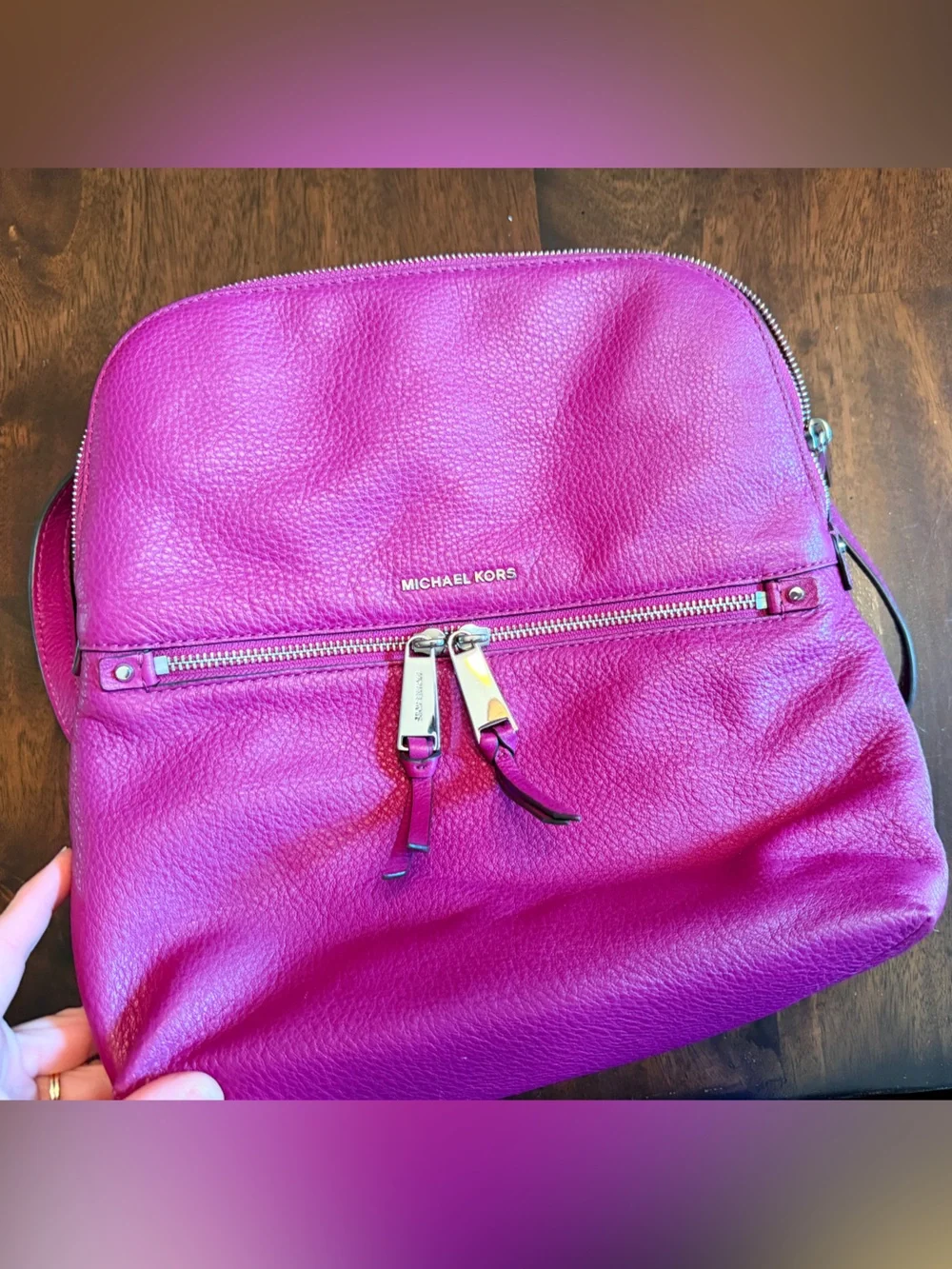 Michael Kors Bright Fuchsia Pebbled Leather Backpack